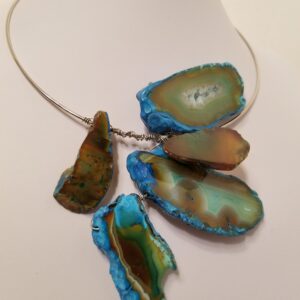 Agate silver plated choker 16"