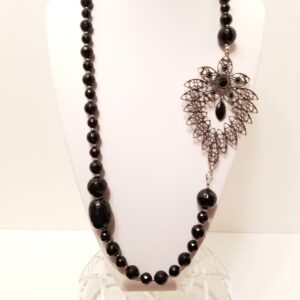 Black Onyx with long pendant 34"