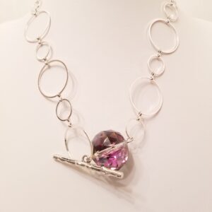 Silver plated necklace with glass beads