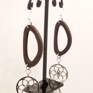Gun metal Celtic wood earrings