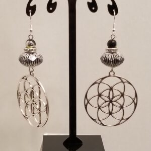 Gun metal Celtic disc earrings