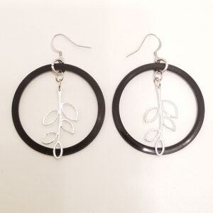 Silver metal leaf earrings.