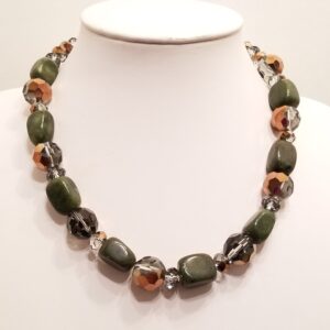 Jade and glass bead necklace