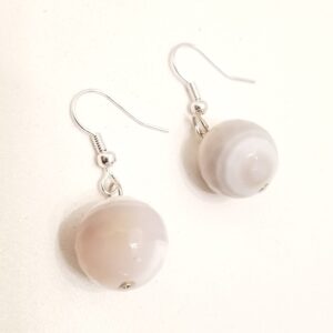 Grey agate silver earrings