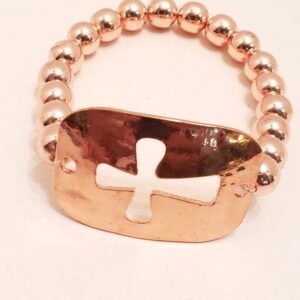 Rose Gold hematite bracelet w/ cross