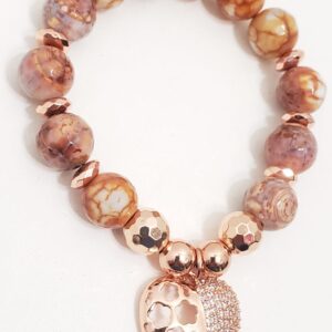 Rose Gold Heart w/ Agate Stones