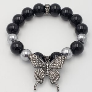 MaxxStaxx Hematite and Onyx Butterfly